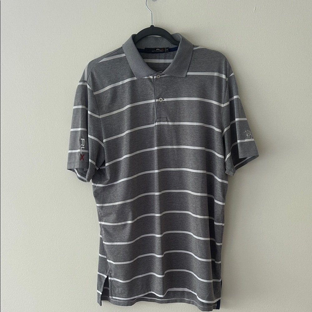 RALPH LAUREN RLX GRAY STRIPED POLO BROADMOOR GOLF COURSE COLORADO